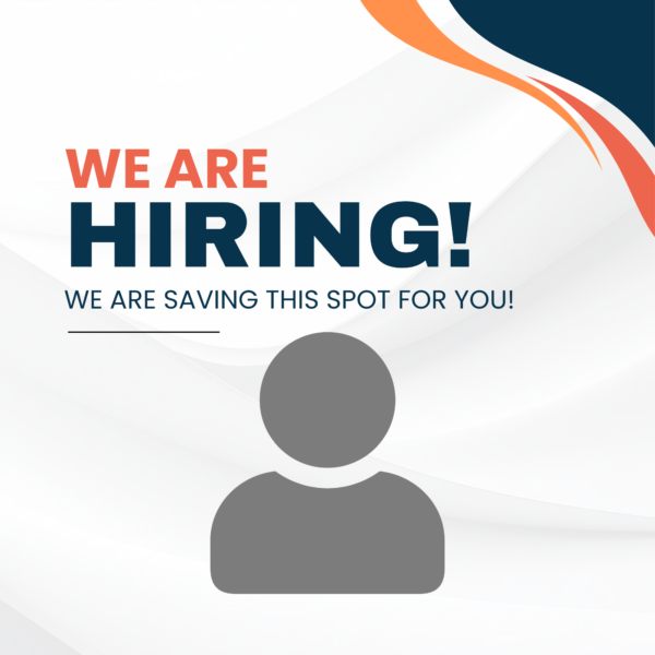 A silhoutte figure with the words "WE ARE HIRING! We are saving this spot for you!"